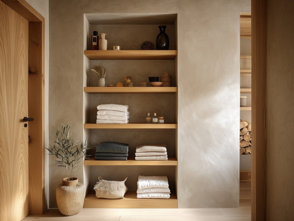 Solid Oak Alcove Shelving